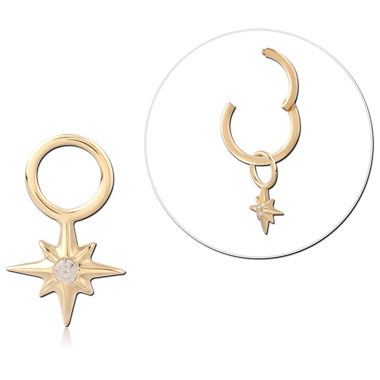 14K YELLOW GOLD CHARM STARBURST GEM DANGLE WITH JUMP RING