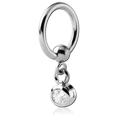 SURGICAL STEEL BALL CLOSURE RING WITH JEWELED CHARM