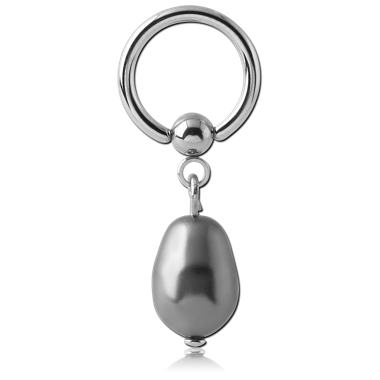 SURGICAL STEEL BALL CLOSURE RING WITH SYNTHETIC PEARL CHARM