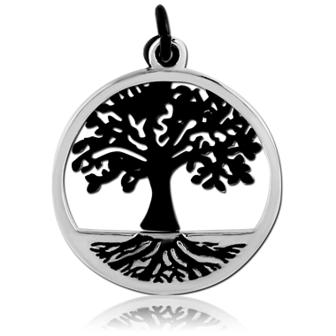 RHODIUM PLATED BRASS CHARM - TREE OF LIFE TWO PLATES