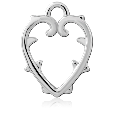 RHODIUM PLATED BRASS CHARM - HEART