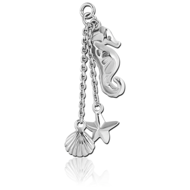 RHODIUM PLATED BRASS CHARM - DANGLING SEA CREATURES
