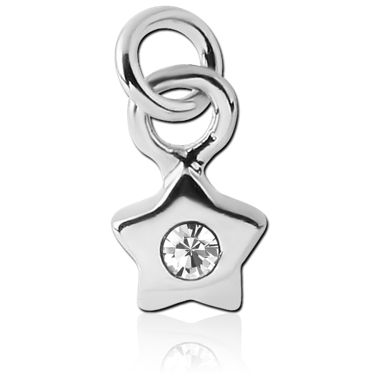 RHODIUM PLATED BRASS JEWELED CHARM - STAR