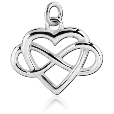 RHODIUM PLATED BRASS HEART WITH INFINITY SIGN CHARM