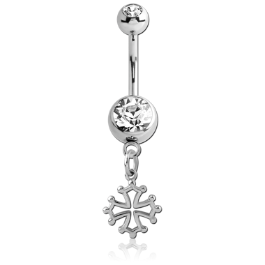 SURGICAL STEEL DOUBLE JEWELED NAVEL BANANA WITH CHARM