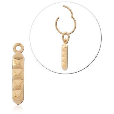 316L GOLD PVD 18K COATED SURGICAL STEEL CHARM JEWELED