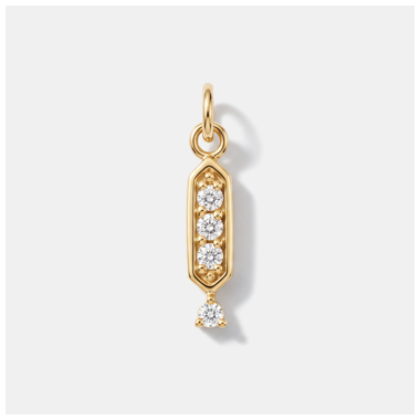 316L GOLD PVD 18K COATED SURGICAL STEEL CHARM ROUND GEM CHANNEL SET