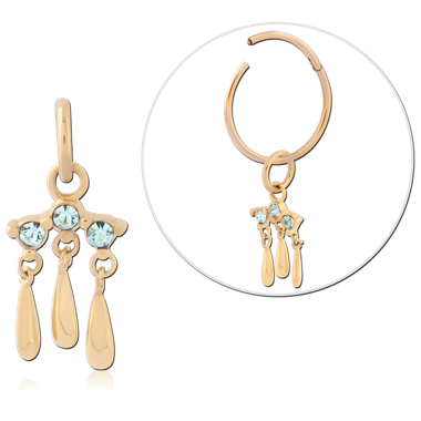 316L GOLD PVD 18K COATED SURGICAL STEEL CHARM JEWELED