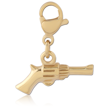 GOLD PVD 18K COATE SURGICAL STEEL CHARM WITH LOBSTER LOCKER