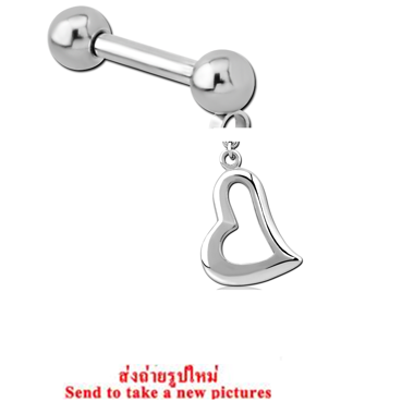 316L SURGICAL STEEL MICRO BARBELL WITH DANGLING OPEN HEART CHARM