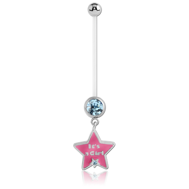 PTFE PREGNANCY JEWELED NAVEL BANANA WITH ITS A GIRL STAR CHARM