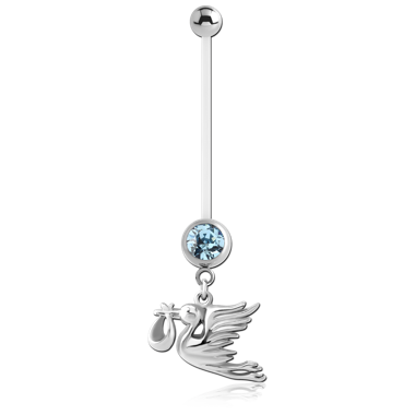 PTFE PREGNANCY NAVEL BANANA WITH STORK CARRYING BABY DANGLING CHARM