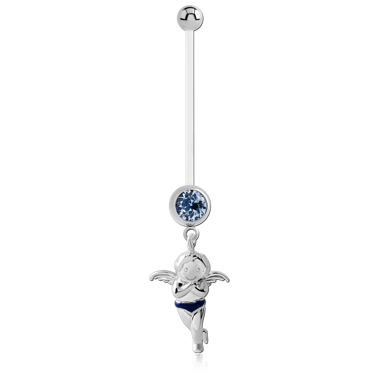 PTFE PREGNANCY JEWELED NAVEL BANANA WITH BABY ANGEL CHARM