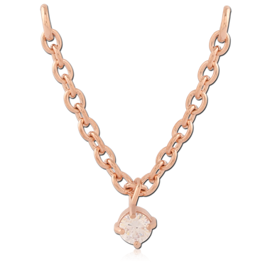 316L ROSE GOLD PVD COATED SURGICAL STEEL JEWELED CHARM