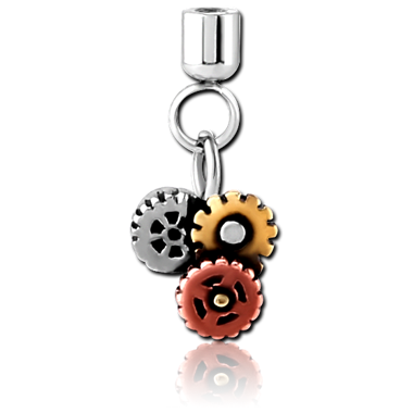 316L SURGICAL STEEL GEAR CLUSTER CHARM DANGLE