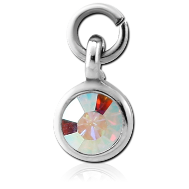STERILE SURGICAL STEEL JEWELED CHARM - CIRCLE
