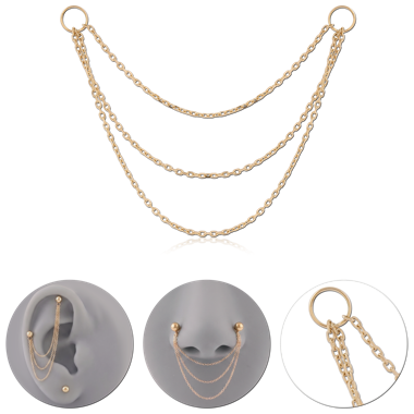 14K YELLOW GOLD CHAIN 3 LINES WITH O-RINGS