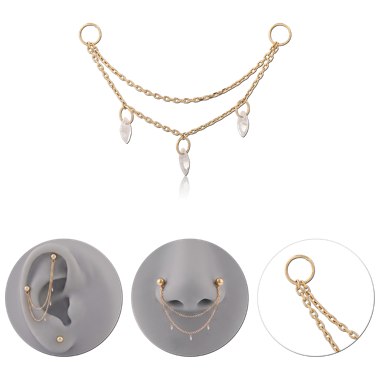 14K YELLOW GOLD CHAIN 2 LINES WITH O-RINGS