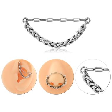 STAINLESS STEEL CHAIN DOUBLE LAYER PAPERCLIP AND ROPE LINKS WITH JUMP RINGS