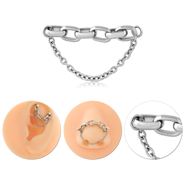 STAINLESS STEEL CHAIN DOUBLE LAYER CHUNKY OVAL AND FINE CABLE LINKS WITH JUMP RINGS