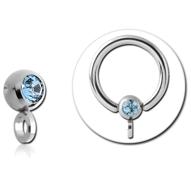 SURGICAL STEEL JEWELED BALL FOR BALL CLOSURE RING WITH VERTICAL HOOP