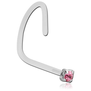 BIOFLEX INTERNAL CURVED NOSE STUD WITH SILVER PRONG SET JEWELED ATTACHMENT