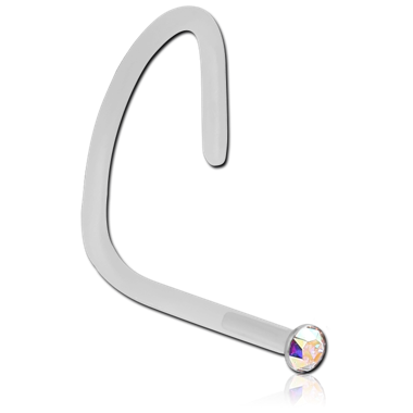 STERILE BIOFLEX INTERNAL CURVED NOSE STUD WITH JEWELED BALL