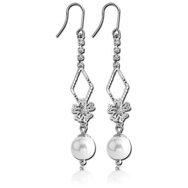 RHODIUM PLATED BRASS EARRINGS PAIR