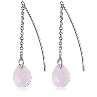 SURGICAL STEEL JEWELED EARRINGS PAIR - DROP ON CHAIN
