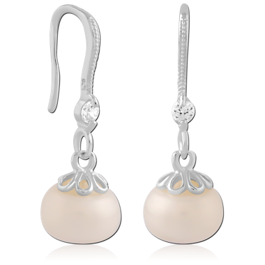 STERLING SILVER 925 EARRINGS PAIR WITH PEARL