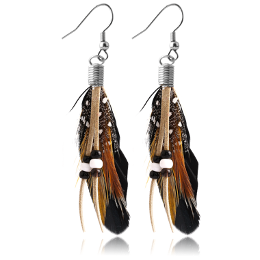 STERILE SURGICAL STEEL DANGLE FEATHER EARRINGS