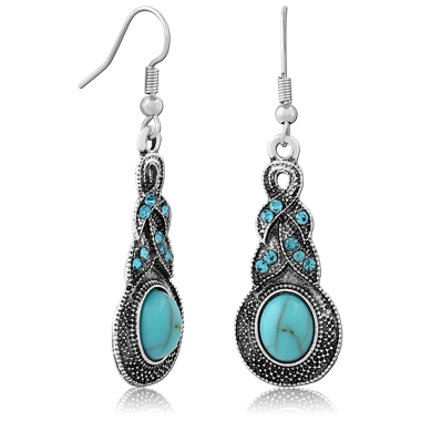 SURGICAL STEEL FASHION ARTIFICIAL STONE EARRINGS PAIR