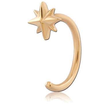 316L GOLD PVD 18K COATED SURGICAL STEEL OPEN HUGGIE EARRINGS STARBUST STAR