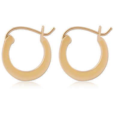 GOLD PVD 18K COATED SURGICAL STEEL HOOP EARRINGS CLASSIC ROUND PAIR