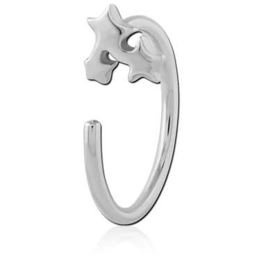 316L SURGICAL STEEL OPEN CLAW EARRING TRIPLE STAR CLUSTER ACCENT POLISHED FINISH