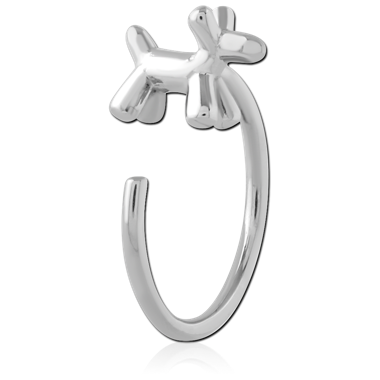 316L SURGICAL STEEL OPEN CLAW EARRING BALLOON DOG CHARM PLAYFUL DESIGN