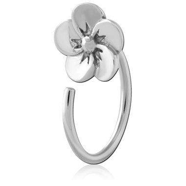 316L SURGICAL STEEL OPEN CLAW EARRING FIVE PETAL FLOWER POLISHED FINISH
