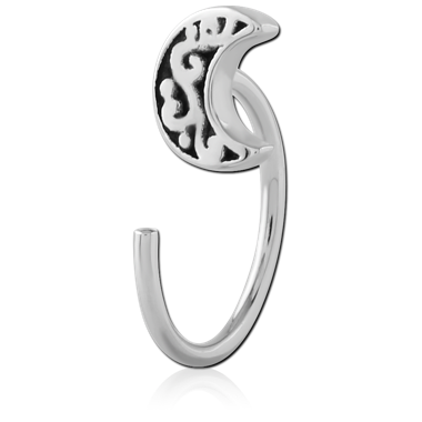 316L SURGICAL STEEL OPEN CLAW EARRING CRESCENT MOON FILIGREE DETAILING