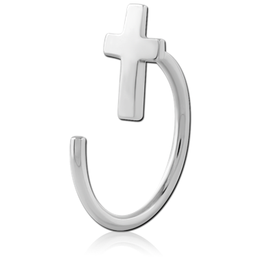 316L SURGICAL STEEL EARRING OPEN CLAW WITH SIMPLE CROSS