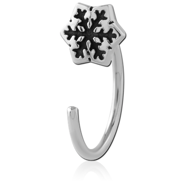 316L SURGICAL STEEL EARRING OPEN CLAW WITH DETAILED SNOWFLAKE
