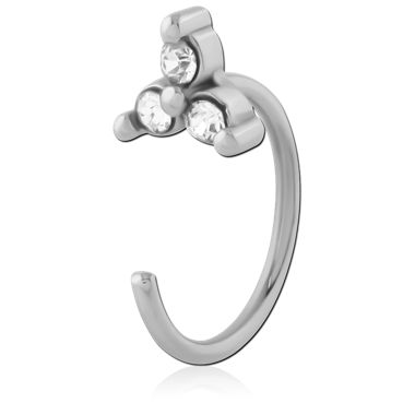 316L SURGICAL STEEL EARRING OPEN CLAW WITH TRIPLE CLEAR GEMS