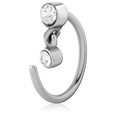 316L SURGICAL STEEL EARRING OPEN CLAW WITH DOUBLE CLEAR GEMS