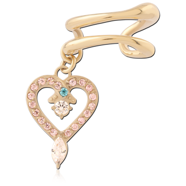 GOLD PVD 18K COATED SURGICAL STEEL JEWELED EAR CUFF