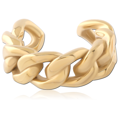 316L GOLD PVD 18K COATED SURGICAL STEEL EAR CUFF CURB CHAIN LINK DESIGN