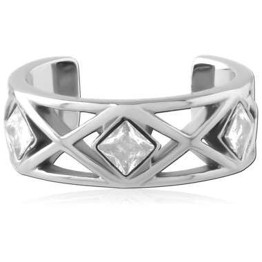 316L SURGICAL STEEL EAR CUFF OPEN LATTICE SQUARE GEMS