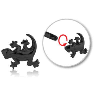 316L BLACK PVD COATED SURGICAL STEEL ATTACHMENT FOR 1.6 MM THREADED PINS - SALAMANDER