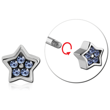 SURGICAL STEEL MICRO THREADED JEWELED STAR ATTACHMENT