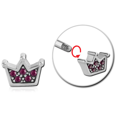 SURGICAL STEEL MICRO THREADED JEWELED CROWN ATTACHMENT