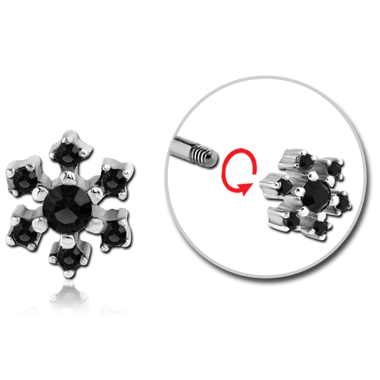 SURGICAL STEEL THREADED JEWELED FLOWER ATTACHMENT