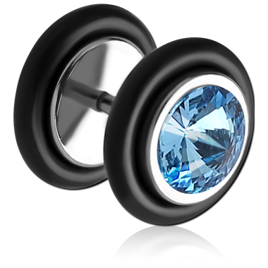 SURGICAL STEEL PREMIUM CRYSTAL JEWELED FAKE PLUGS WITH RIVOLI STONE